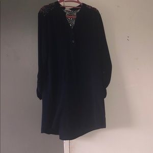 Navy blue summer long sleeve dress